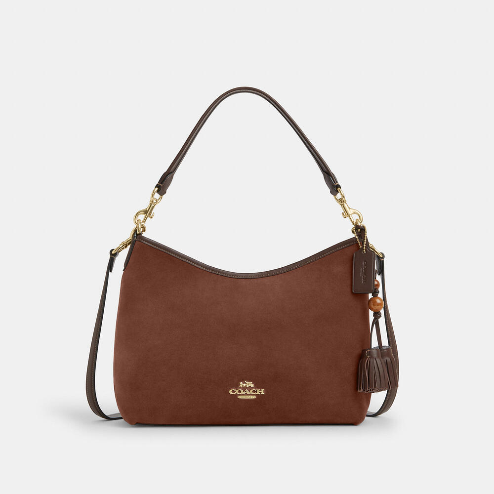 Coach Brown Suede Laurel Shoulder Bag With Tassels - Picture 7 of 9
